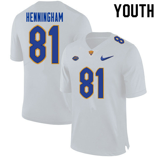 Youth #81 Aydin Henningham Pitt Panthers College Football Jerseys Sale-White